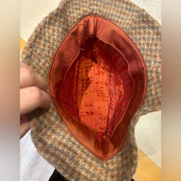 TOTES Vintage Tweed Wool Blend Plaid Fedora Style Hat Rain Resistant - Picture 6 of 8